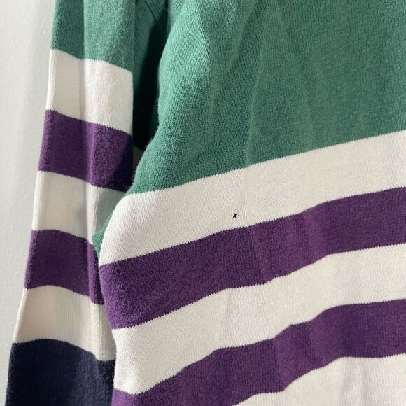 Vintage American Eagle Retro High Neck Pullover in Green w/ Purple Stripe - Medi - Picture 6 of 8